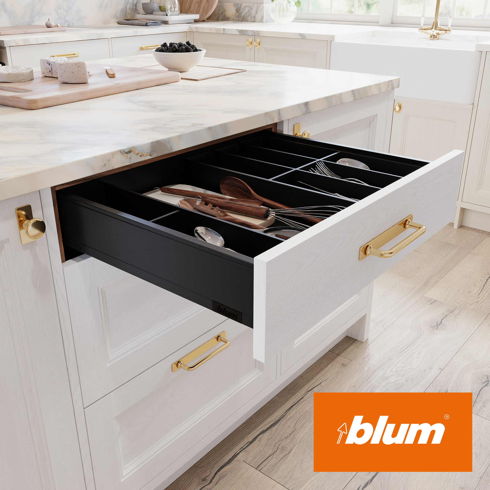 Blum Legrabox Carbon Black drawer with 40kg load bearing capacity (option)